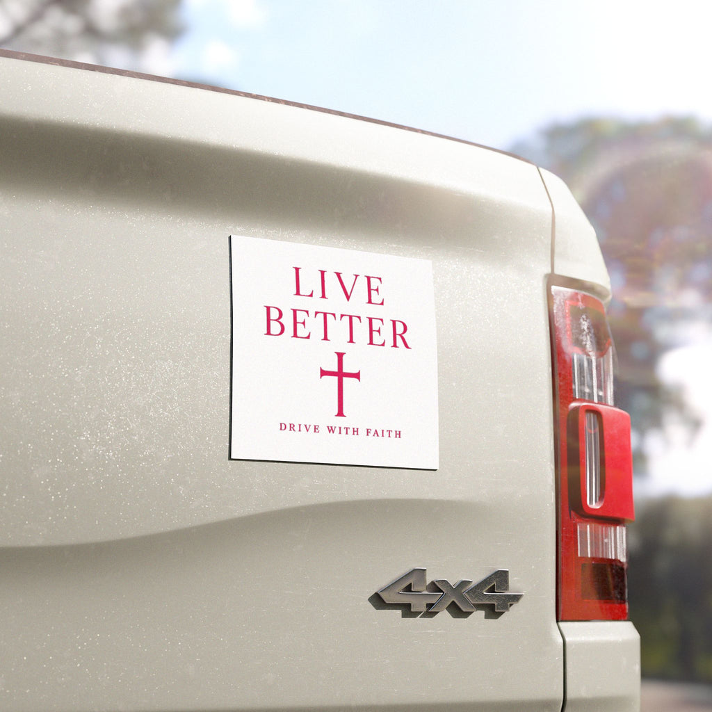 Imán para coche Live Better - Pegatina con cruz cristiana Drive With Faith