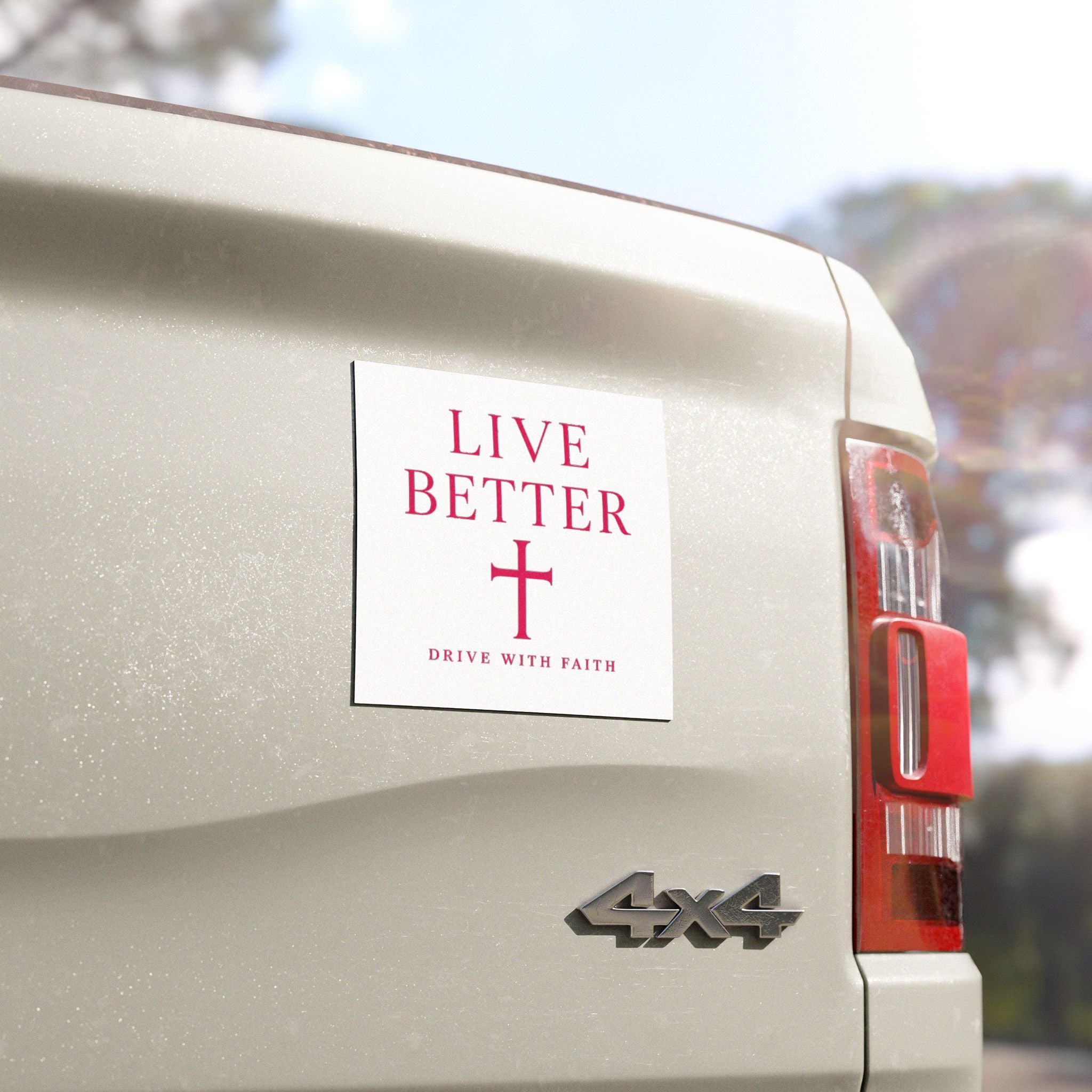 Imán para coche Live Better - Pegatina con cruz cristiana Drive With Faith