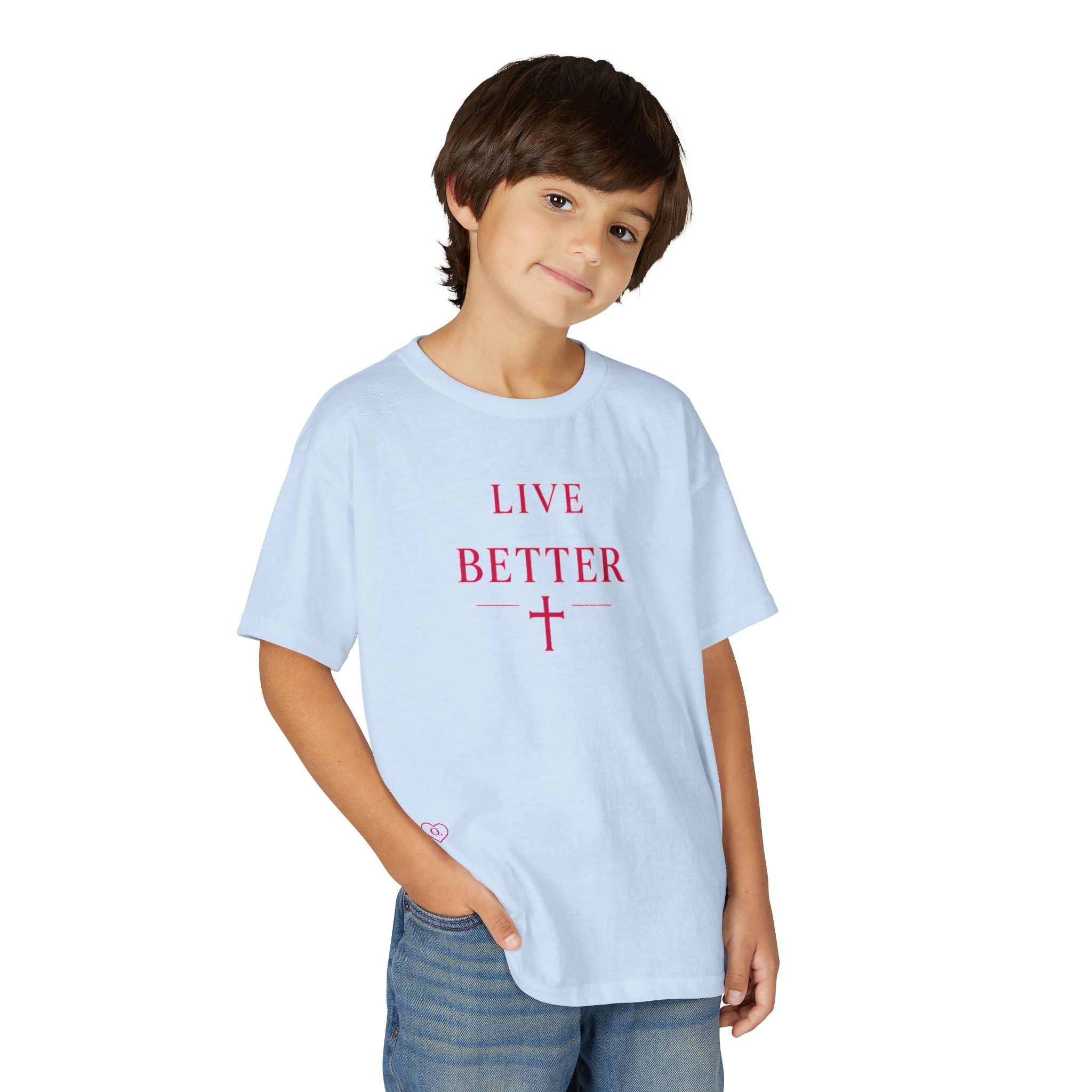 Camiseta juvenil — Camiseta rosa "Vive mejor" de Faith