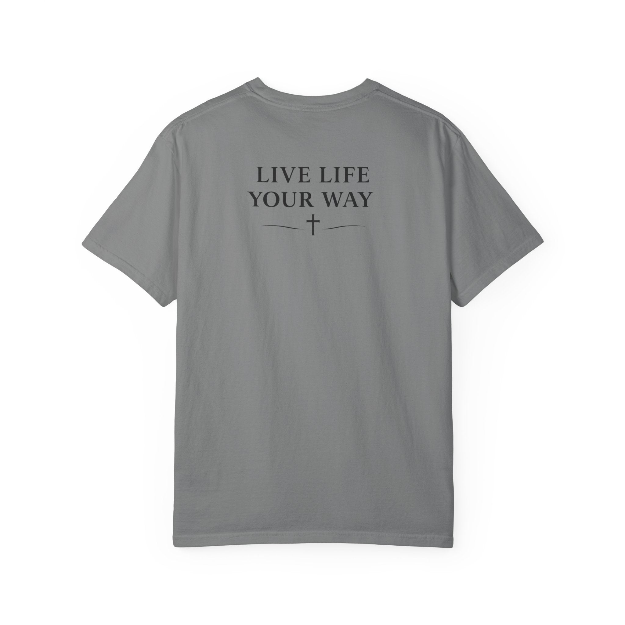 Camiseta de hombre, Vive la vida a tu manera, Letras negras,