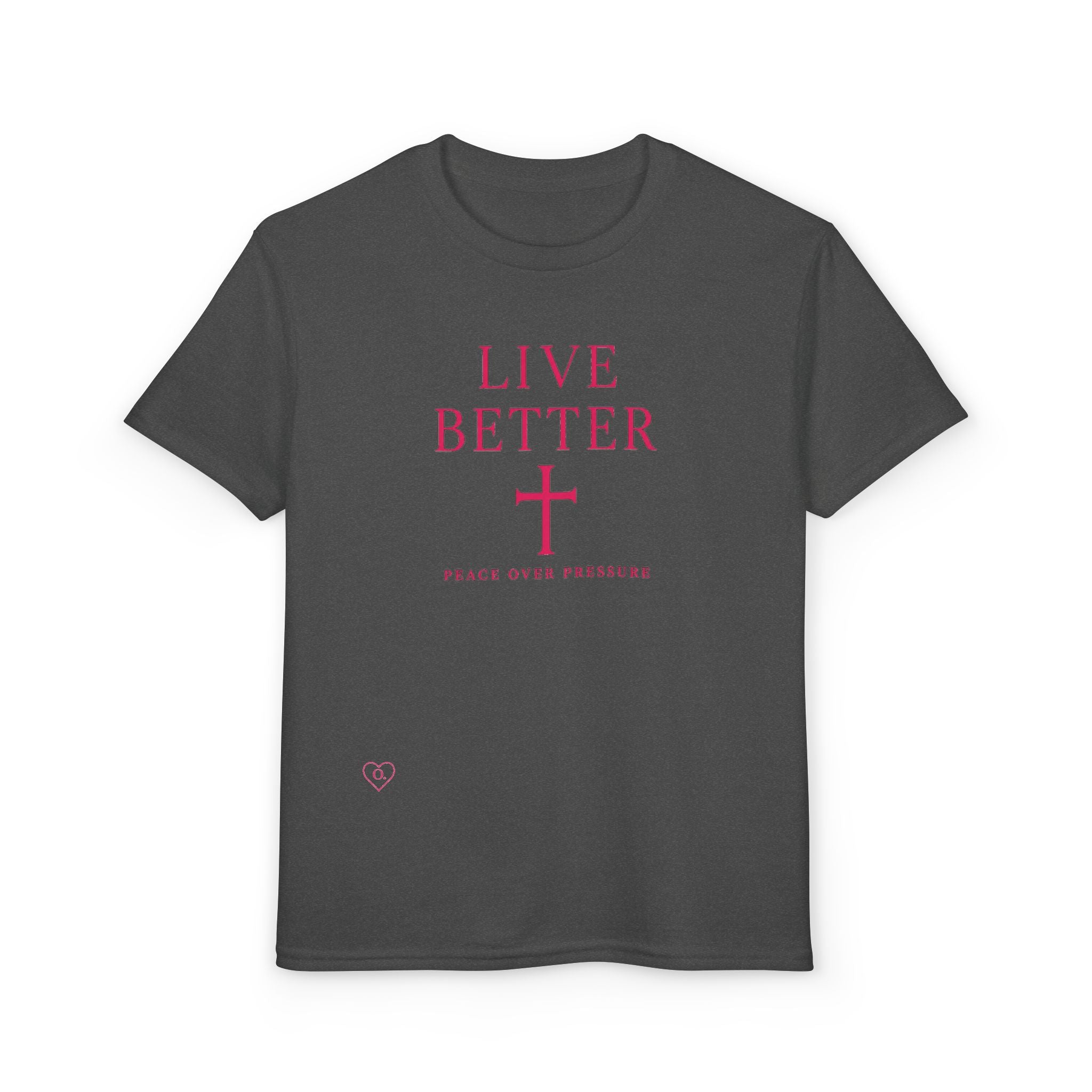 Camiseta juvenil "Vive mejor la paz que la presión" - Pink Faith