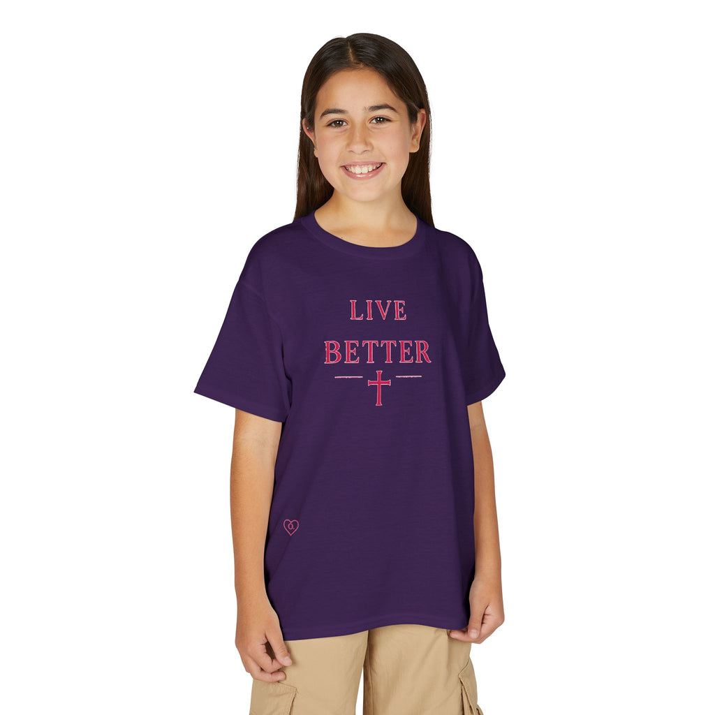 Camiseta juvenil — Camiseta rosa "Vive mejor" de Faith