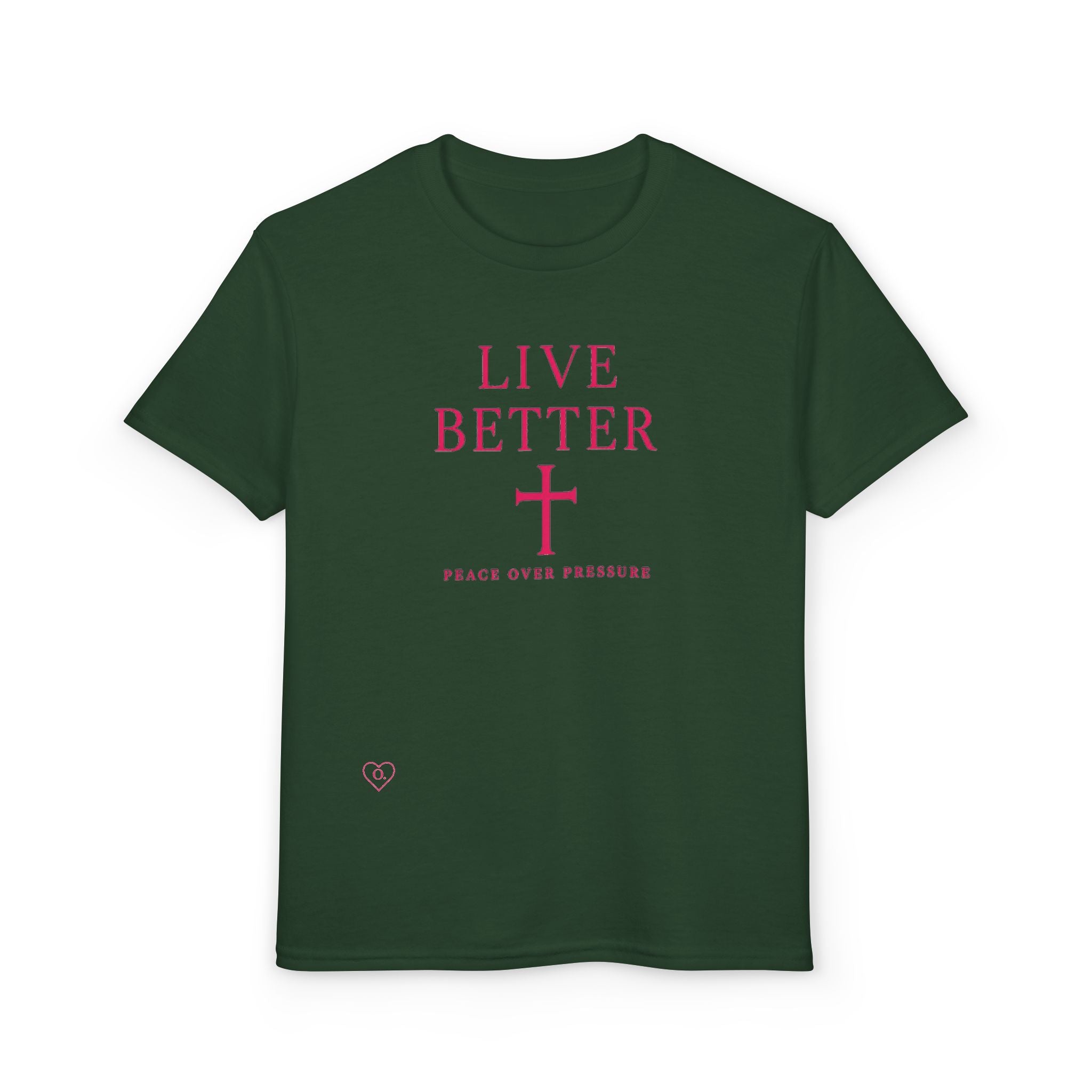 Camiseta juvenil "Vive mejor la paz que la presión" - Pink Faith
