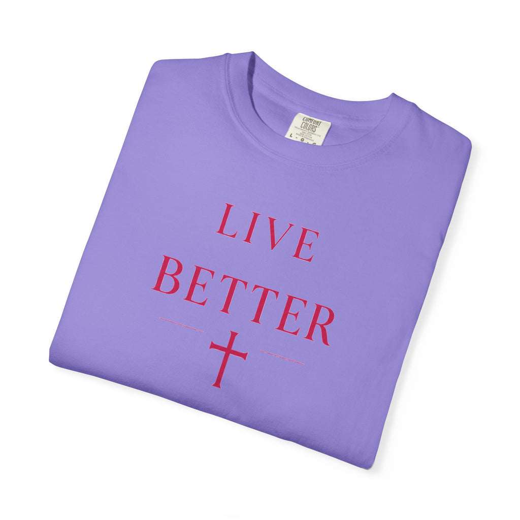 Camiseta "Live Better" para hombre - Camiseta inspiradora minimalista con cruz