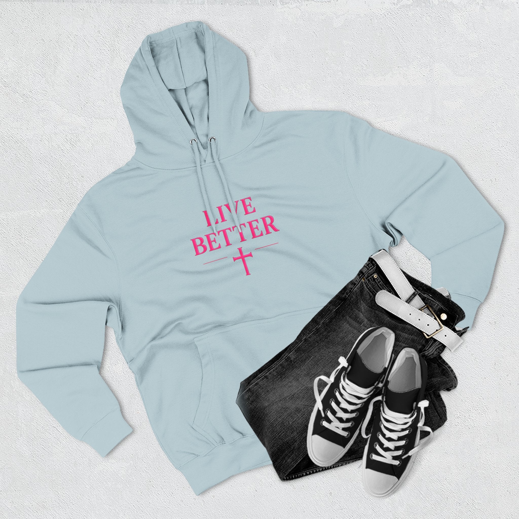 Women's Live Better, "Walk with Faith," Cross Hoodie — Faith-Inspired Inspirational Pullover