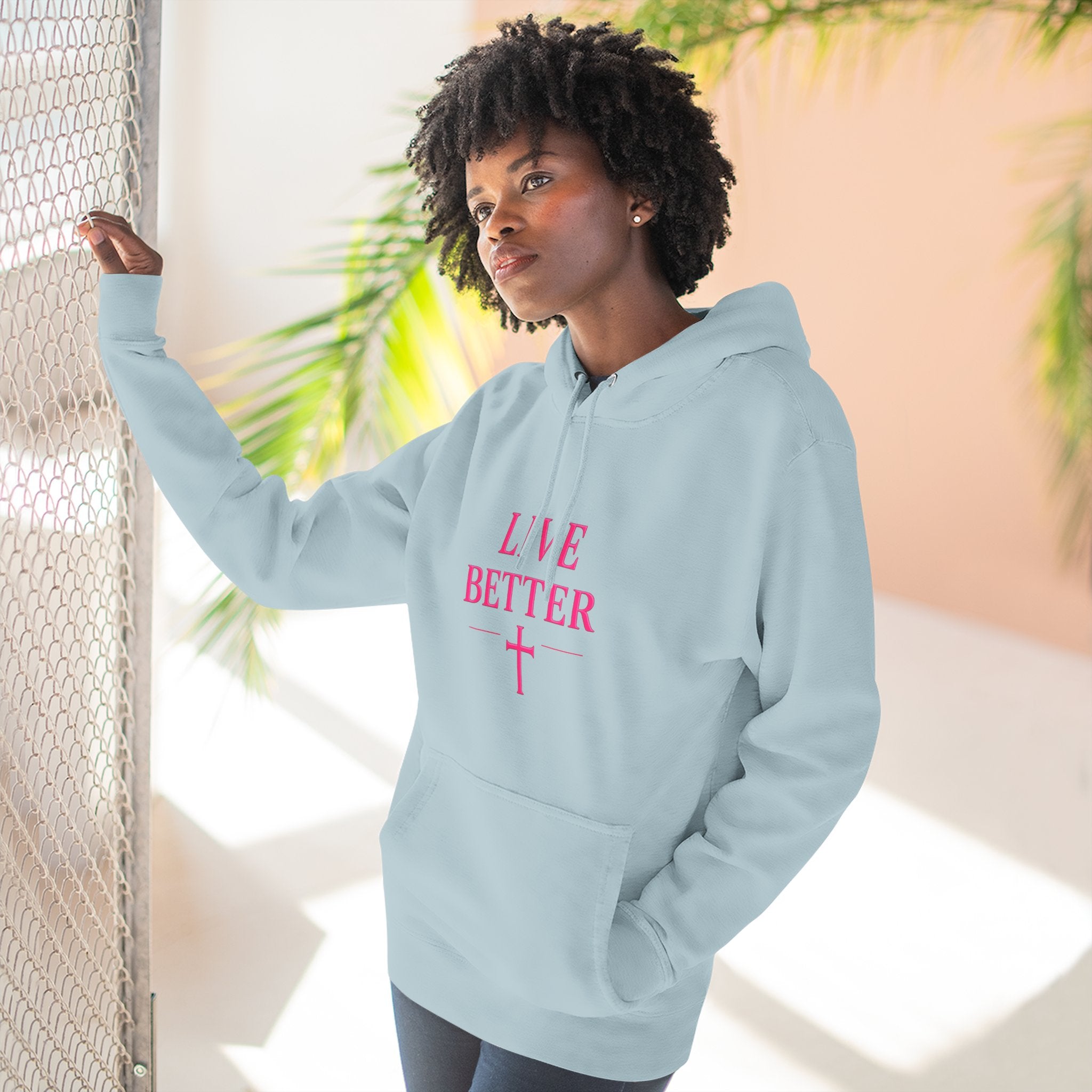 Women's Live Better, "Walk with Faith," Cross Hoodie — Faith-Inspired Inspirational Pullover