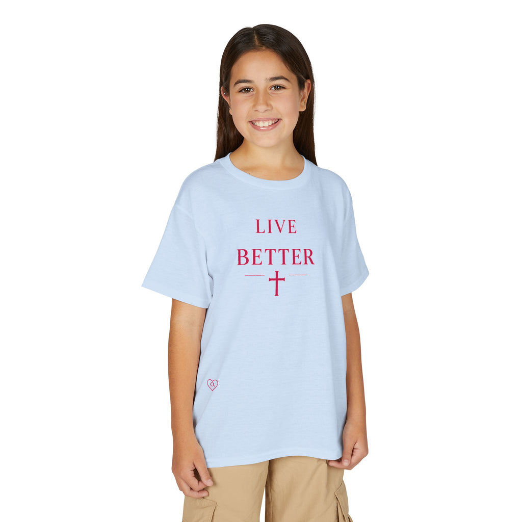 Camiseta juvenil — Camiseta rosa "Vive mejor" de Faith
