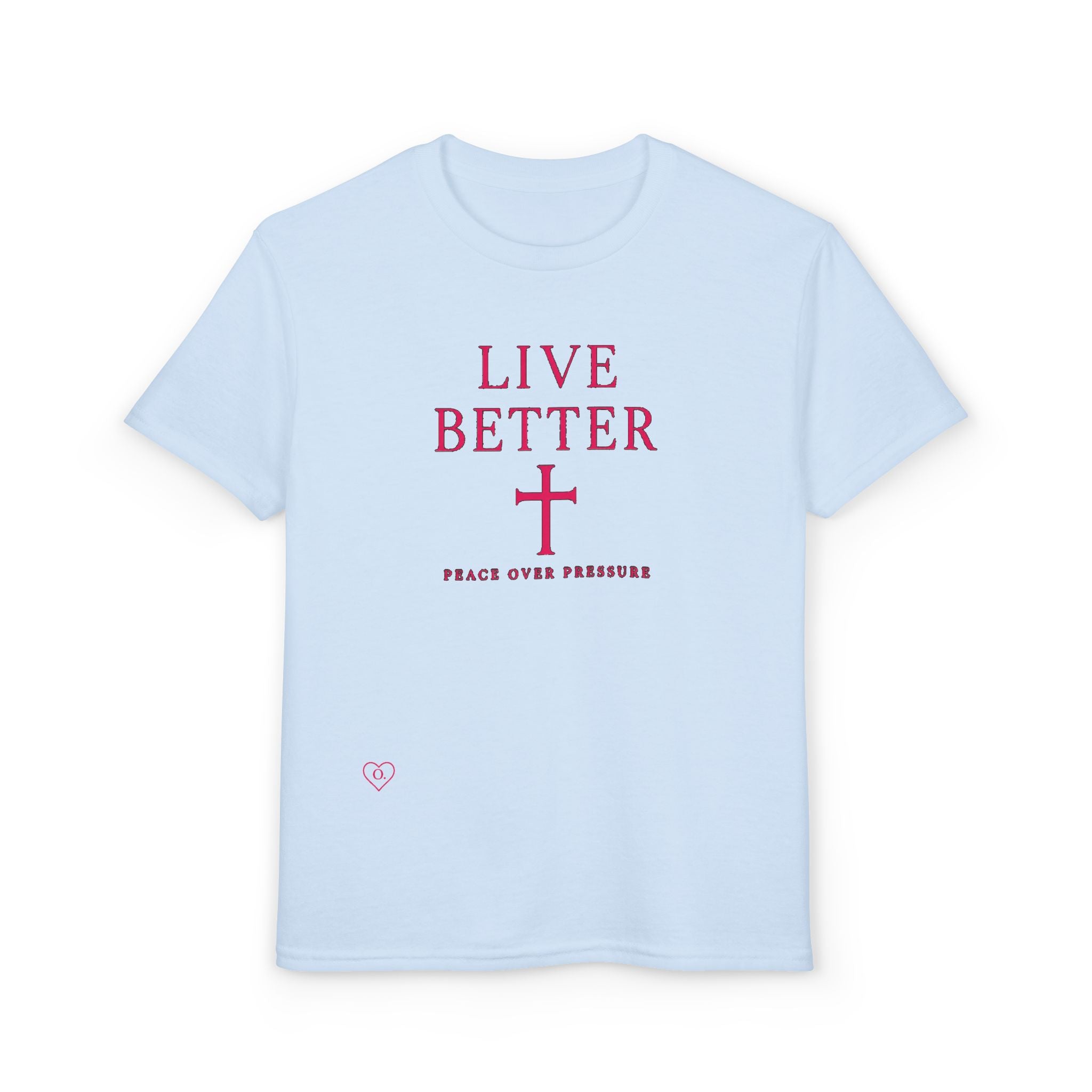 Camiseta juvenil "Vive mejor la paz que la presión" - Pink Faith